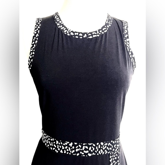 Michael Kors MICHAEL Sleeveless Black Faux-Wrap Dress w/ Animal Print Trim Sz M - Picture 7 of 13